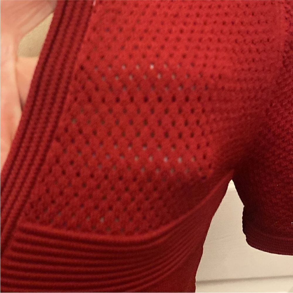 Sandro Red Milau Pointelle Ribbed Dress, S - Picture 5 of 15